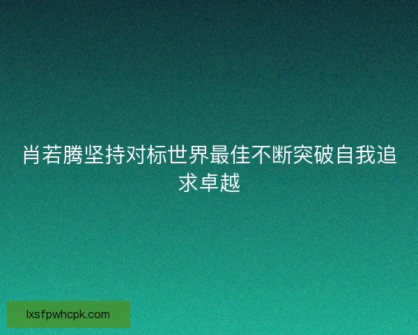 肖若腾坚持对标世界最佳不断突破自我追求卓越