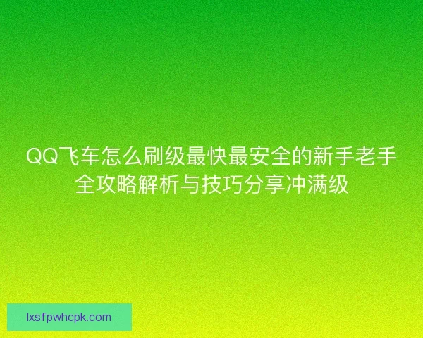 QQ飞车怎么刷级最快最安全的新手老手全攻略解析与技巧分享冲满级