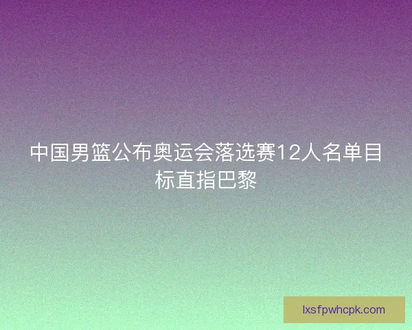 中国男篮公布奥运会落选赛12人名单目标直指巴黎